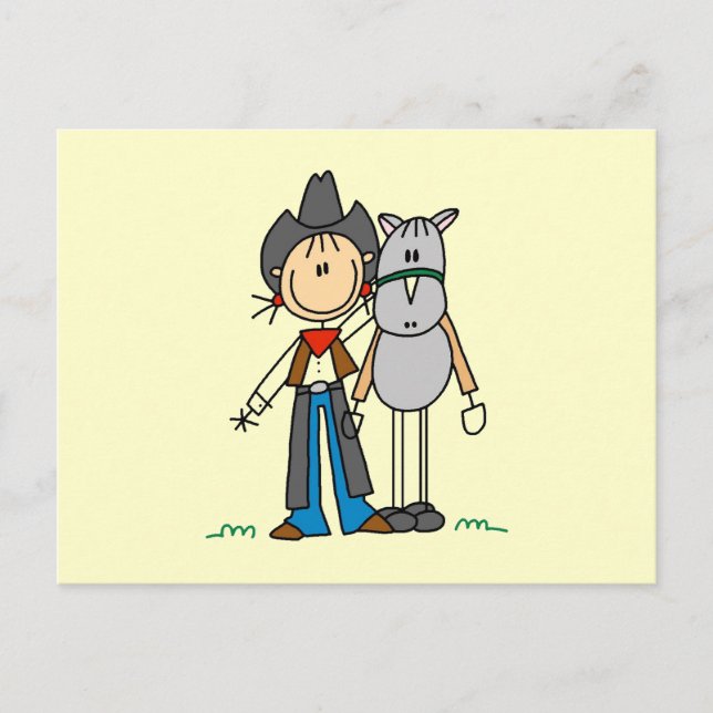 Carte Postale Cowgirl avec T-shirts et cadeaux de cheval (Devant)