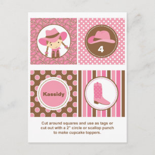 Carte Postale Cowgirl Cupcake Toppers