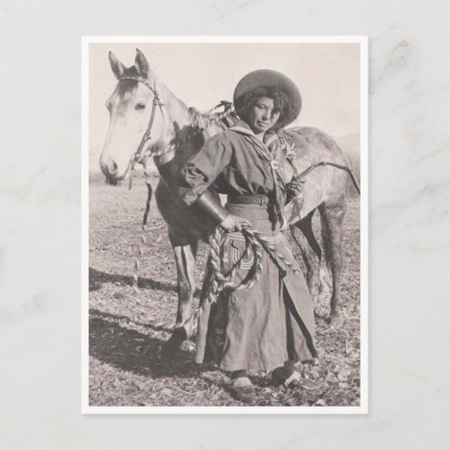 Carte Postale Cowgirl dans l'habitude de conduite des années 188 (Devant)