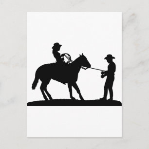 Carte Postale Cowgirl Roping Cowboy