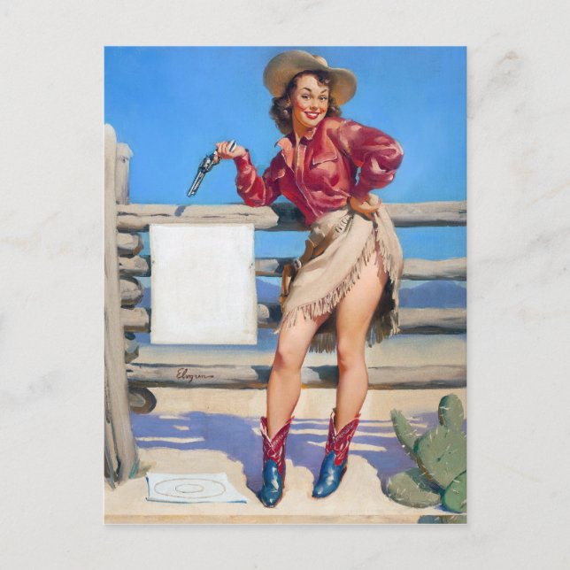 Carte Postale Cowgirl Target Exercice Pince vers le haut (Devant)