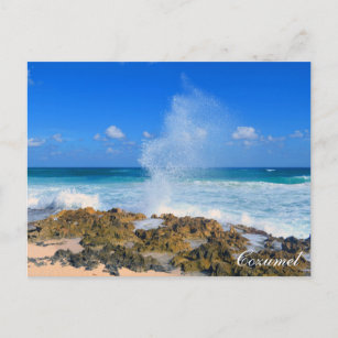 Carte Postale Cozumel Mexico Beach Vague Eau Splash Spout Turquo
