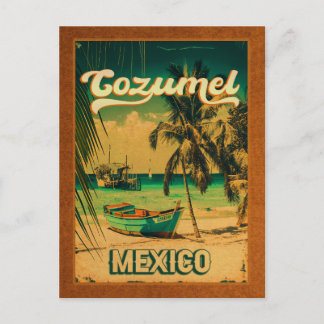 Carte Postale Cozumel Palm Tree Retro 80s Playa mexicaine