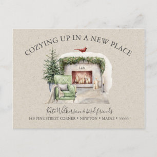 Carte Postale Cozy New Address with Fireplace Holiday