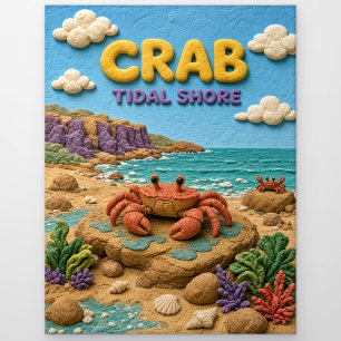 Carte Postale Crabe, argile de rivage tidale Art