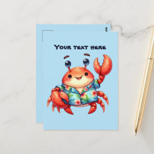 Carte Postale Crabe de plage personnalisable d'été amusant