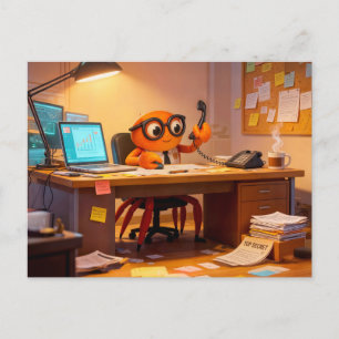 Carte Postale Crabe Espion Coordonnant le Travail de Mission sur