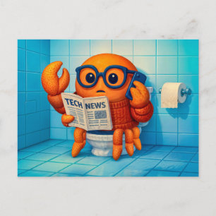 Carte Postale Crabe espion drôle lisant un magazine de nouvelles