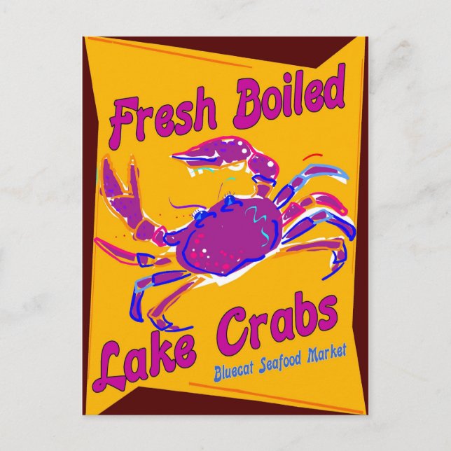 Carte Postale Crabes du lac fraîchement bouilli (Devant)