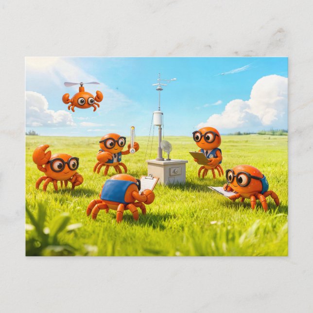 Carte Postale Crabs espions apprenant comment fonctionne la stat (Devant)