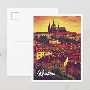 Carte Postale Cracovie Pologne Illustration de voyage artistique