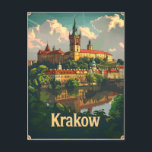 Carte Postale Cracovie Vintage<br><div class="desc">Représentation charmant et nostalgique de Cracovie, Pologne, qui présente son riche patrimoine historique et architectural. Le design présente des sites emblématiques de la ville tels que le château de Wawel, la basilique Sainte-Marie et le Carré animé du marché, tous illustrés dans un style vintage. Cette oeuvre capture la beauté intemporelle...</div>