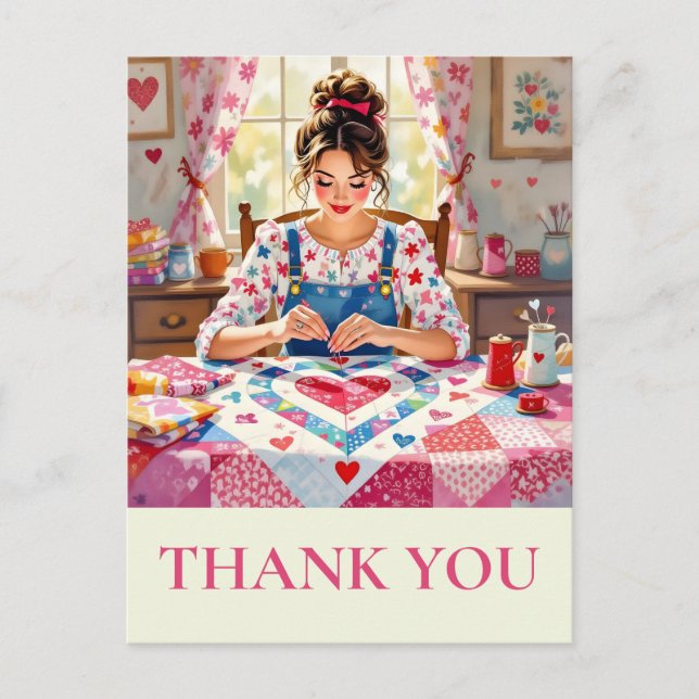Carte Postale Crafter Quilting Sewing Thank you (Devant)