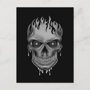 Carte Postale Crâne à flamme - Argent