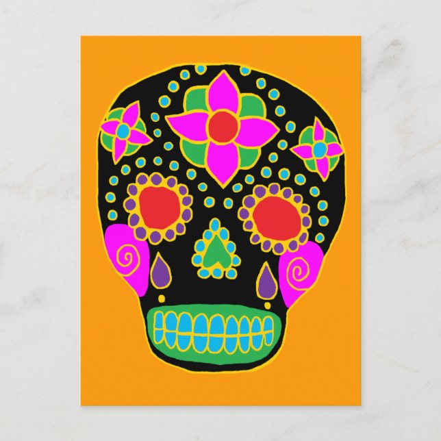 Carte Postale Crâne à sucre d'art populaire mexicain (Devant)