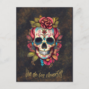 Carte Postale Crâne à sucre floral Día de los Muertos espagnol