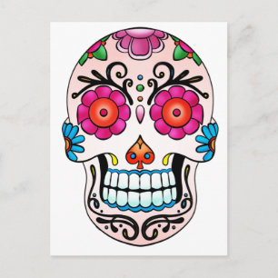 Carte Postale Crâne à sucre - Jour des Morts, Tatouage, Mexique