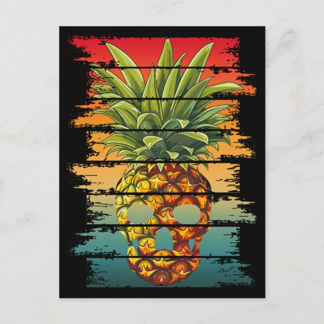 Carte Postale Crâne Ananas Vintage  (Devant)
