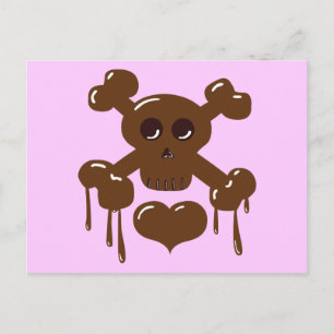 Carte Postale Crâne au chocolat et os croisés