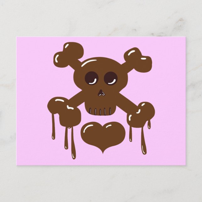 Carte Postale Crâne au chocolat et os croisés (Devant)