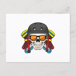 Carte Postale Crâne avec lunettes de soleil et skates en ligne