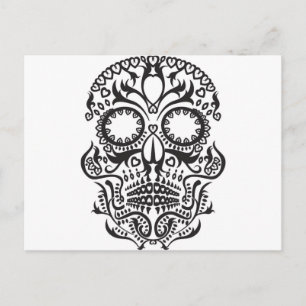Carte Postale Crâne blanc et noir / Jour des morts