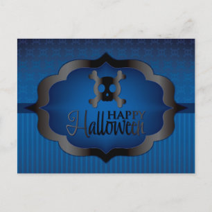 Carte Postale Crâne bleu d'Halloween