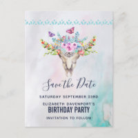 Crâne Boho avec un Bouquet Floral Enregistrer la D
