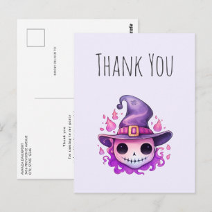 Carte Postale Crâne dans un chapeau de sorcière Remerciement fan