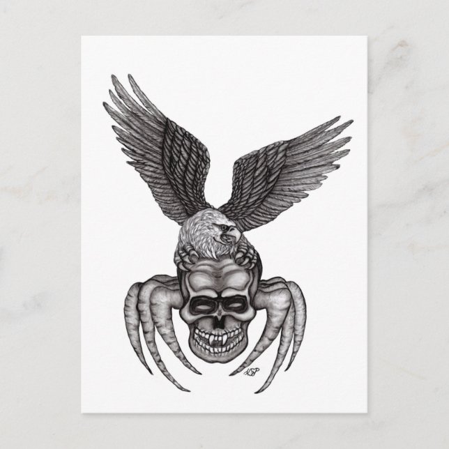Carte Postale Crâne d'araignée avec aigle (Devant)