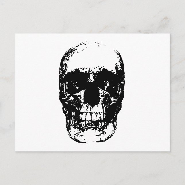 Carte Postale Crâne d'art pop noir et blanc (Devant)