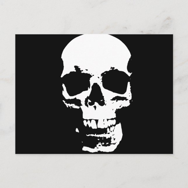 Carte Postale Crâne d'art pop noir et blanc (Devant)