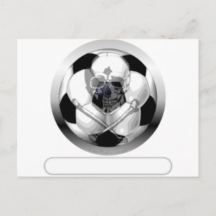Carte Postale Crâne de balle de soccer et os croisés