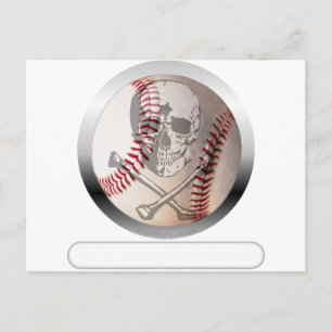 Carte Postale Crâne de baseball et os croisés
