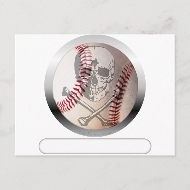 Carte Postale Crâne de baseball et os croisés (Devant)