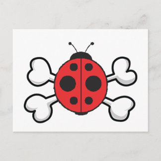 Carte Postale crâne de coccinelle et os croisés