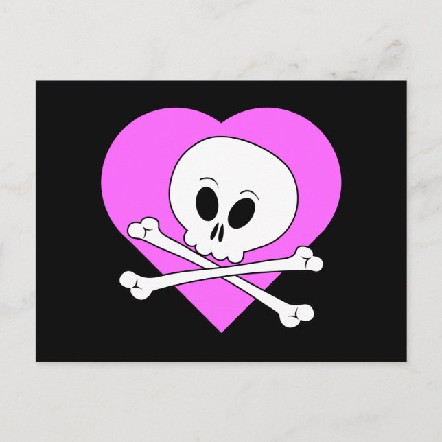 Carte Postale Crâne de coeur rose (Devant)