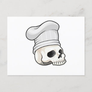 Carte Postale Crâne de cuisinier avec chapeau de chef