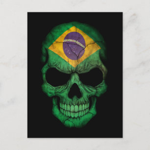 Carte Postale Crâne de drapeau brésilien personnalisable