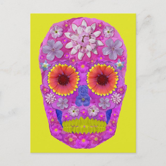 Carte Postale Crâne de fleurs 2 (Devant)