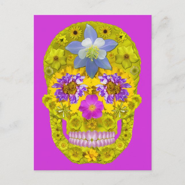 Carte Postale Crâne de fleurs 3 (Devant)