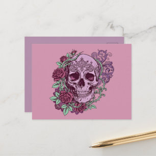 Carte Postale Crâne de lavande avec motif gothique de roses