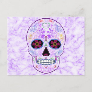 Carte Postale Crâne de sucre de Jour des Morts - Violet et multi