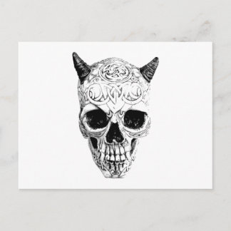 Carte Postale Crâne démoniaque d'Halloween. Horreur gothique num