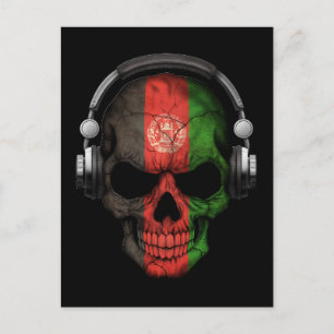 Carte Postale Crâne Dj afghan personnalisable avec casque