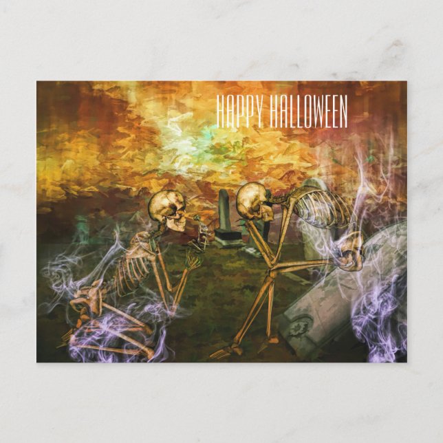 Carte Postale Crâne effrayant d'Halloween (Devant)