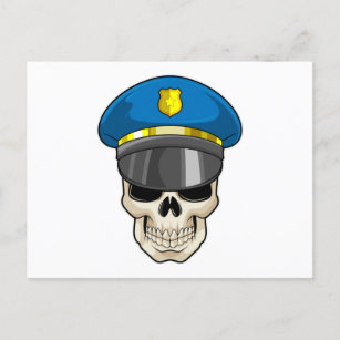 Carte Postale Crâne en tant qu'officier de police avec casquette