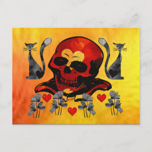 Carte Postale Crâne et chats