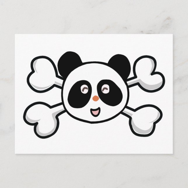 Carte Postale crâne et os croisés d'ours panda (Devant)