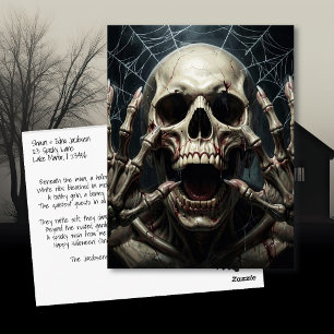 Carte Postale Crâne et os   Joyeuses salutations d'Halloween eff